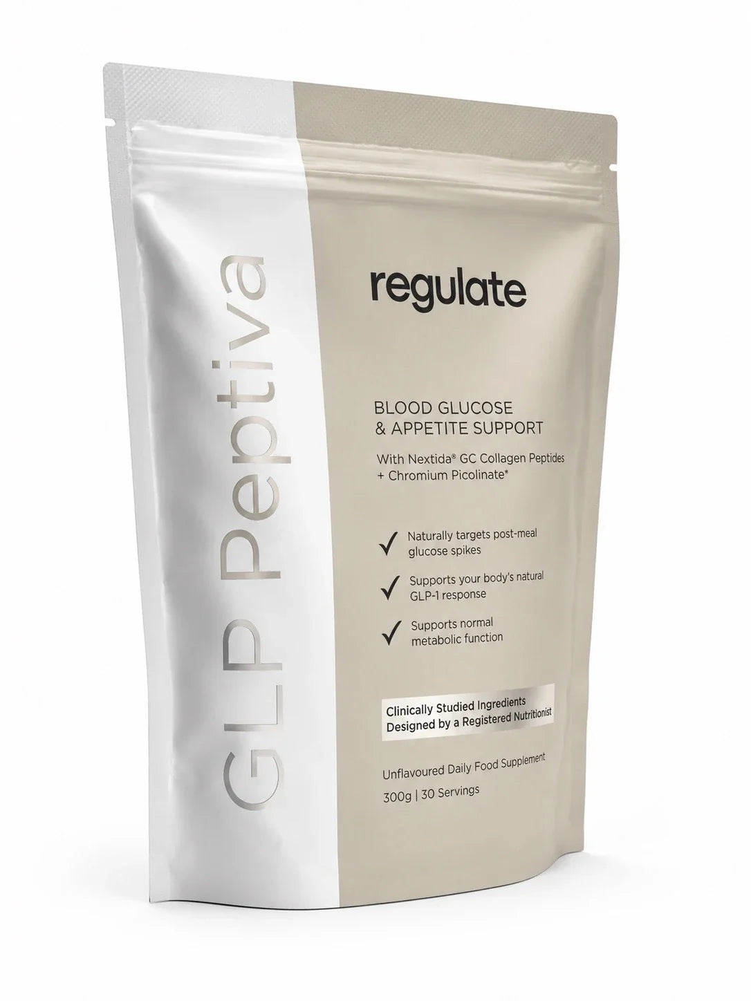 Regulate GLP Peptiva 300g pouch, angled view